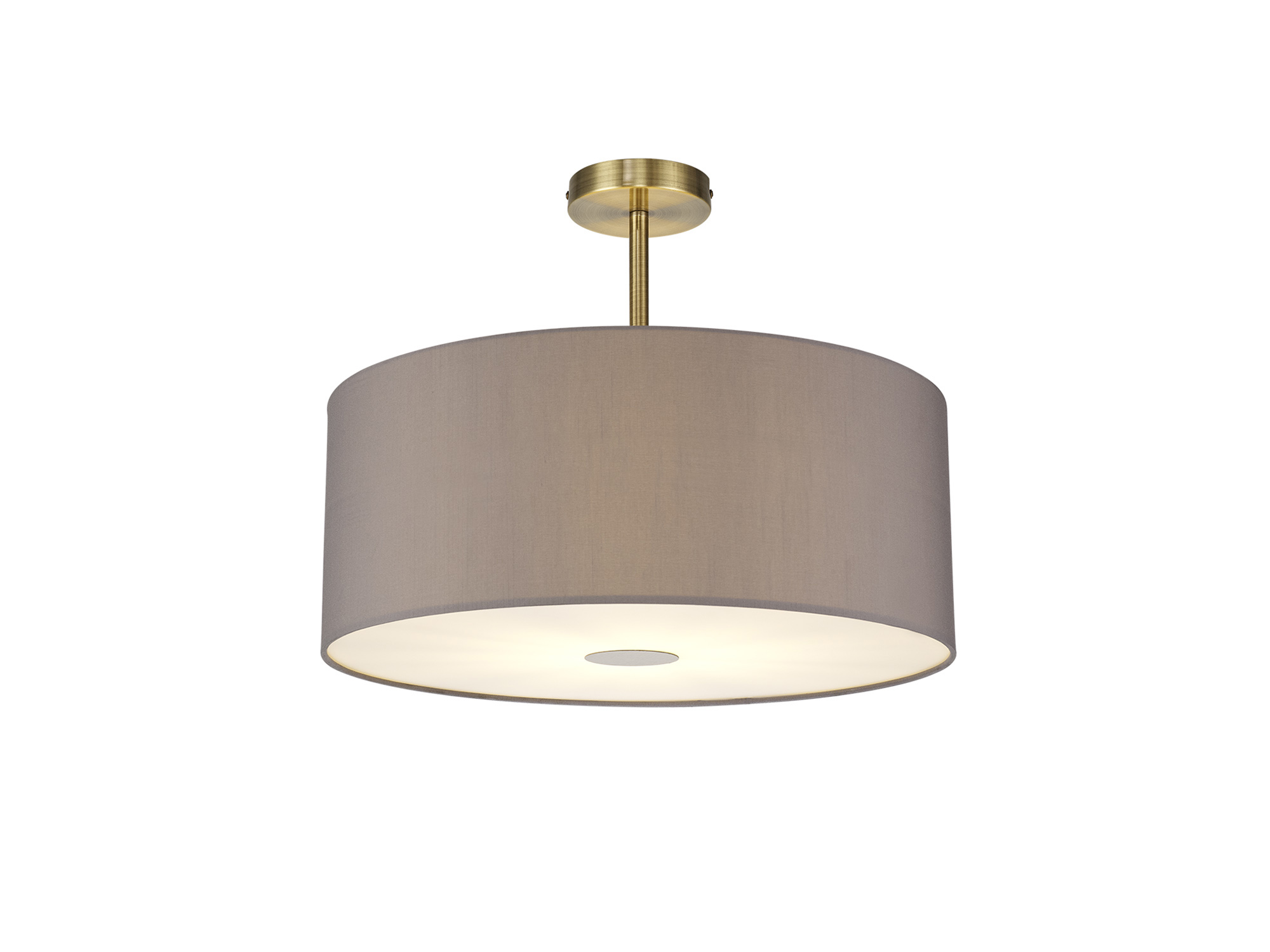 Baymont 50cm Semi Flush 1 Light Antique Brass, Grey, Frosted Diffuser